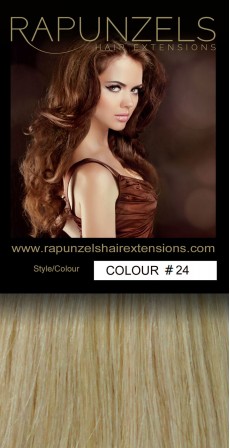 190 Gram 20" Clip In Hair Extensions Colour #24 Medium Gold Blonde (14 p/c Deluxe Head)